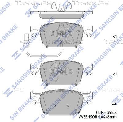 Тормозные колодки Sangsin Hi-Q передние для Audi A4 V (B9) 2015-2026. Артикул SP4134