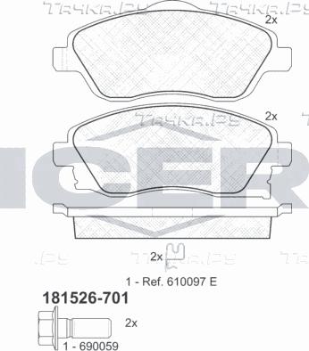 Тормозные колодки Icer передние для Opel Tigra B 2004-2010. Артикул 181526-701