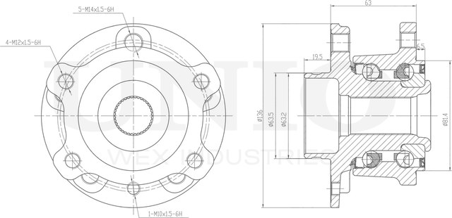 Ступица колеса с интегрированным подшипником (Unio). Артикул HUB-20297
