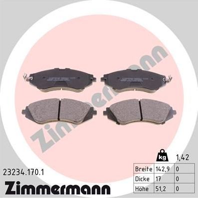 Тормозные колодки Zimmermann. Артикул 23234.170.1