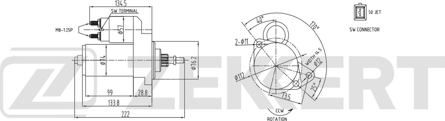 Стартер Zekkert. Артикул AN-1065