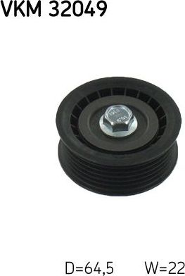 Направляющий (ведущий) ролик приводного поликлинового ремня SKF левый для Saab 9-3 II 2004-2015. Артикул VKM 32049
