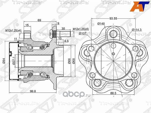 Ступичный узел RR NISSAN QASHQAI 06-X-TRAIL 07- 2 (SAT). Артикул ST43202JG000