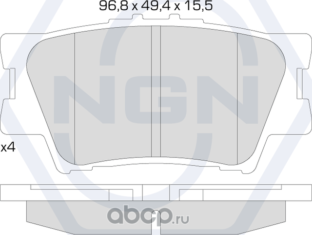 Колодки тормозные керамические, задние (NGN). Артикул 3501988