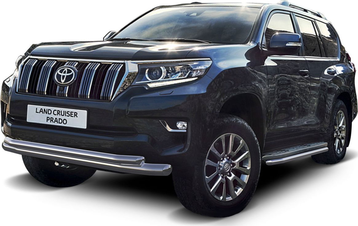 Защита Rival переднего бампера d76+d57 для Toyota Land Cruiser Prado 150 рестайлинг (кроме Style и TRD) 2017-2026. Артикул R.5721.001
