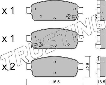 Тормозные колодки Trusting задние для Vauxhall Zafira C 2013-2018. Артикул 857.0