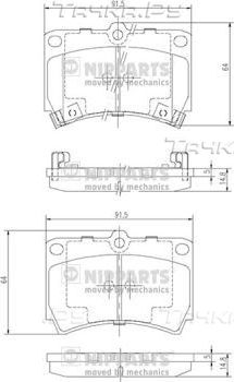 Тормозные колодки Nipparts передние для Kia Pride I 1990-2001. Артикул J3603036