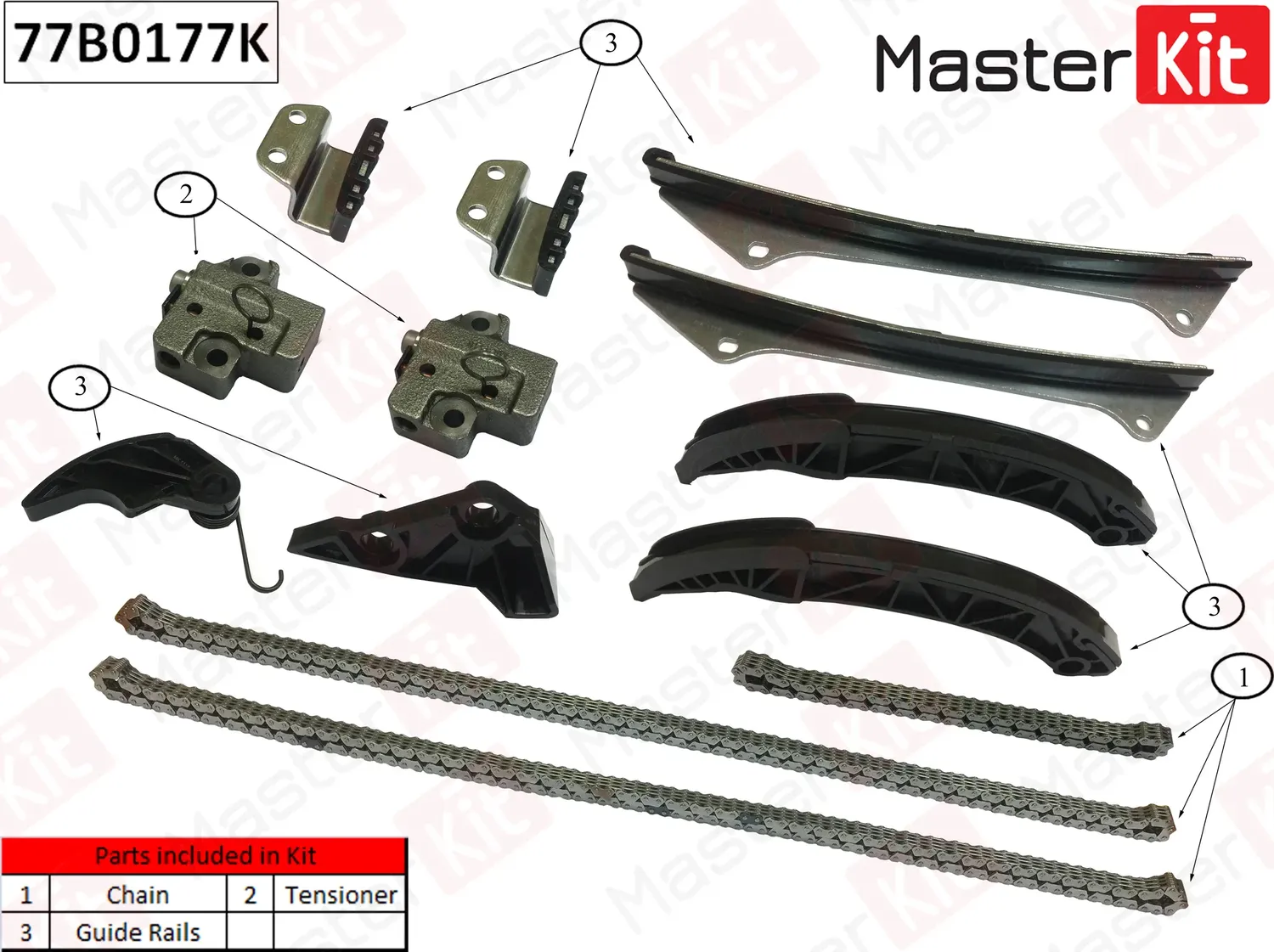 Комплект цепи ГРМ Hyundai/Kia Genesis/Graneur/NF V/Sorento 3.3i G6DB 08-14 (без (Master KIT) Master KIT. Артикул 77B0177K