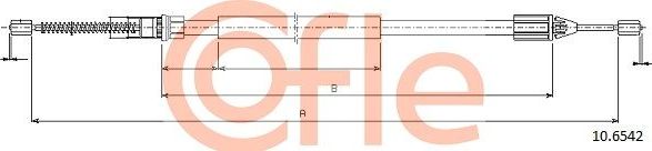 Трос ручника (тросик ручного тормоза) Cofle. Артикул 92.10.6542