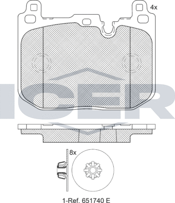Тормозные колодки Icer передние для MINI Hatch III (F55/F56) 2013-2026. Артикул 182247