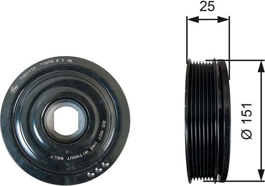 Шкив коленвала Gates DriveAlign® для Renault Trafic III 2014-2026. Артикул TVD1110