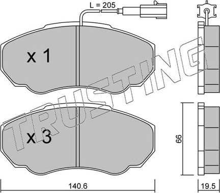 Тормозные колодки Trusting передние для Fiat Ducato II 2002-2006. Артикул 334.0