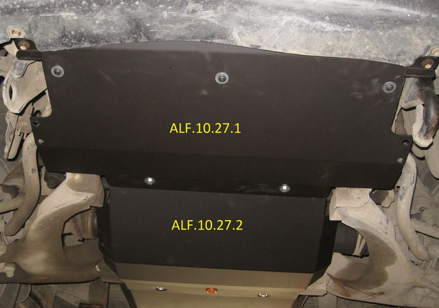 Защита Alfeco для картера и редуктора переднего моста двигателя Hyundai Terracan 2001-2007. Артикул ALF.10.27.2