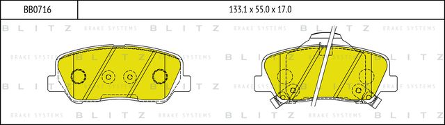 Колодки тормозные дисковые передние (Blitz). Артикул BB0716