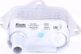 Радиатор масляный (маслоохладитель) для двигателя Nissens (алюминий). Артикул 91103