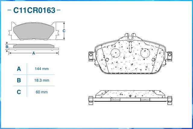 Колодки тормозные передние (Low Metallic) (Cworks). Артикул C11CR0163