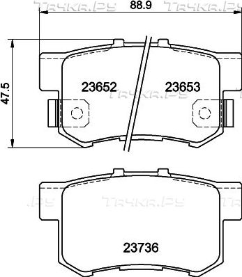 Тормозные колодки Mintex задние для Honda Accord VII 2003-2008. Артикул MDB1866