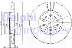 Тормозной диск Delphi передний для Audi A3 I (8L) 1996-2003. Артикул BG3035C