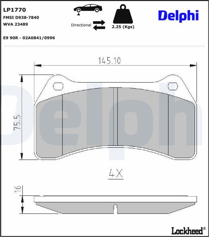 Тормозные колодки Delphi (Low-Metallic). Артикул LP1770