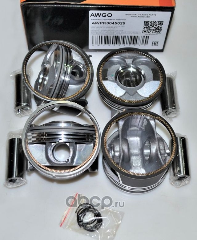 4 шт. порш., кольца, пальцы 0,25 (комплект) AWPK0045025 (Awgo). Артикул AWPK0045025