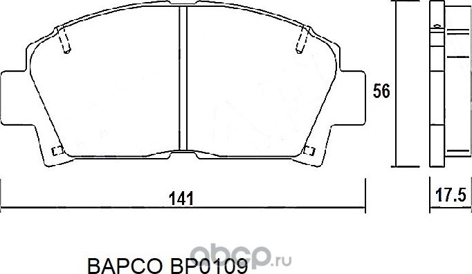 Колодки тормозные дисковые BP0109 передние, комплект, (Bapco) Bapco. Артикул BP0109