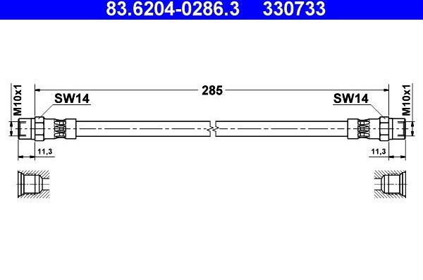 Тормозной шланг ATE. Артикул 83.6204-0286.3