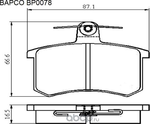 КОЛОДКИ ТОРМОЗНЫЕ ДИСКОВЫЕ ЗАДНИЕ, BP0078 (Bapco) Bapco. Артикул BP0078