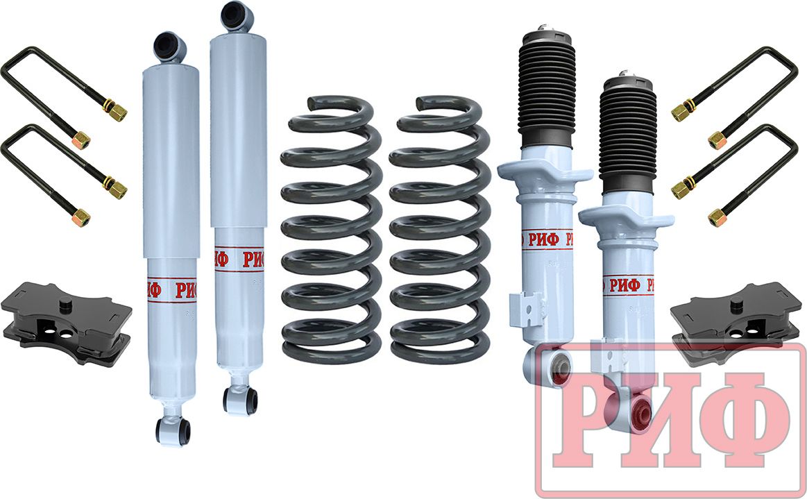 Лифт-комплект РИФ лайт газовый для Fiat Fullback 2016-2026, лифт 50 мм. Артикул RIF-TMQ-C-G-lite