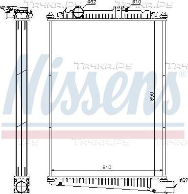 Радиатор охлаждения двигателя Nissens для DAF CF 65 2001-2013. Артикул 614410