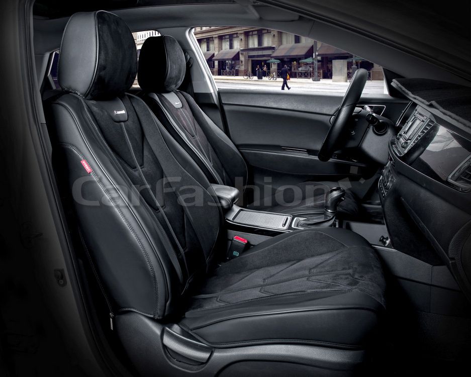 Чехлы универсальные каркасные CarFashion 5D Start на передние сидения авто, цвет Черный/Черный/Черный. Артикул 21065