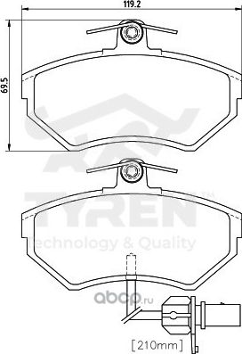 Дисковые тормозные колодки (Tyren). Артикул TYR1219611