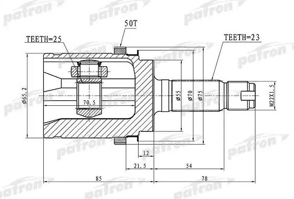 Шрус наружный (граната) Patron. Артикул PCV1338