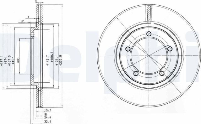Тормозной диск Delphi для Bertone Freeclimber II 1992-1999. Артикул BG2534