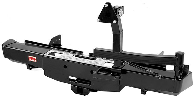 Бампер силовой РИФ задний с площадкой под лебёдку, квадратом под фаркоп и калиткой для Fiat Fullback 2016-2026. Артикул RIFTMQ-20123