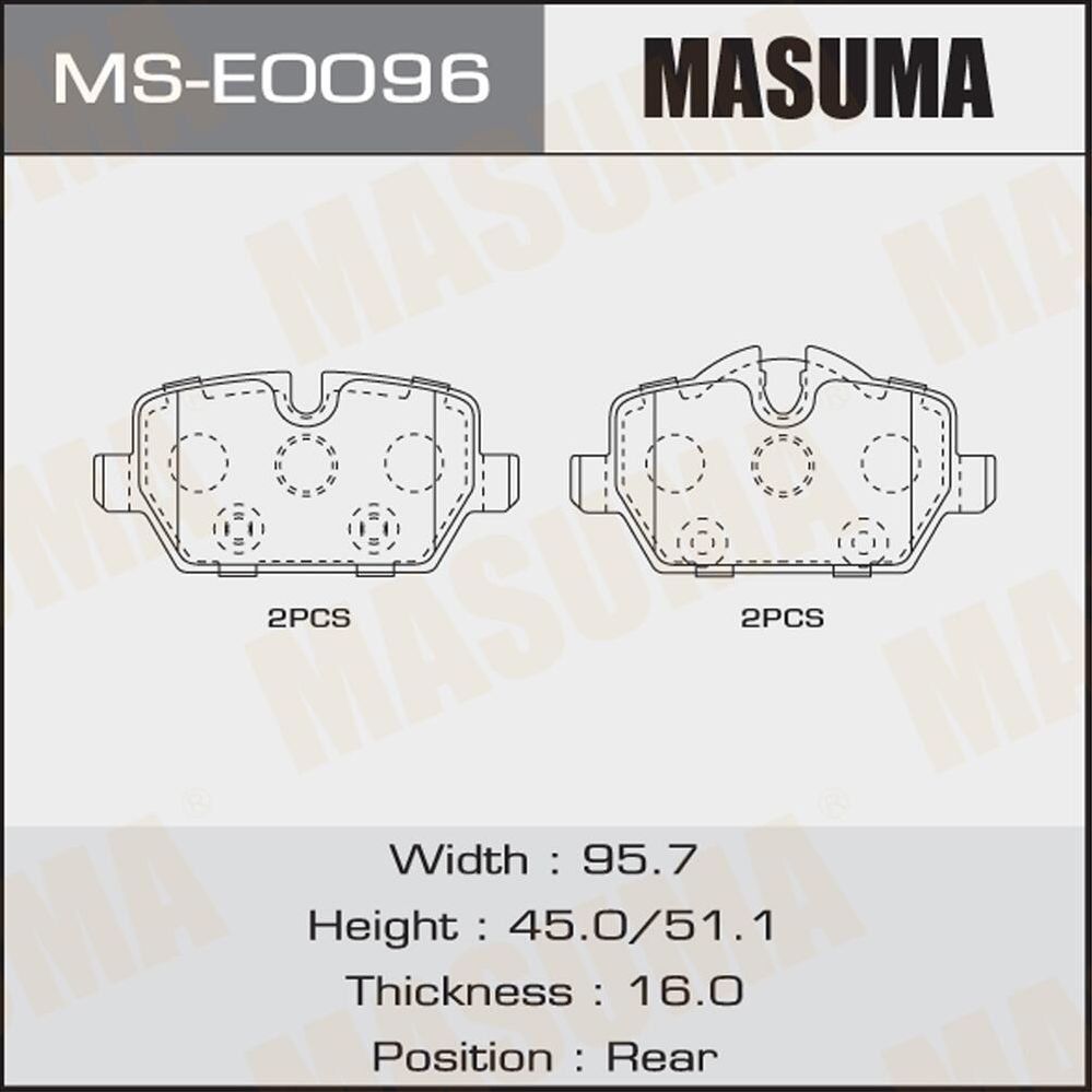 Тормозные колодки Masuma. Артикул MS-E0096