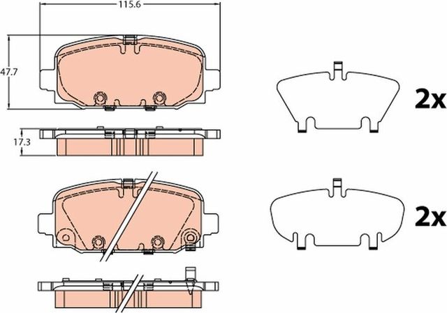 Тормозные колодки TRW задние для Jeep Compass II 2016-2026. Артикул GDB2321
