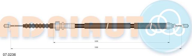 Трос ручника (тросик ручного тормоза) Adriauto задний правый для Citroen Xantia I 1993-2003. Артикул 07.0236