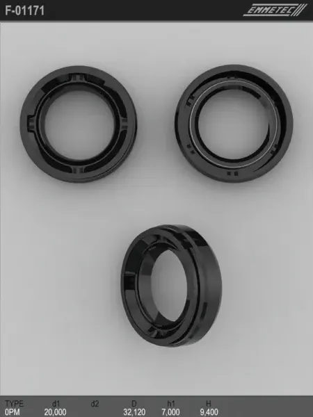 Сальник 20,00/32,12*7,00/9,40 тип 1PM (Emmetec). Артикул F01171