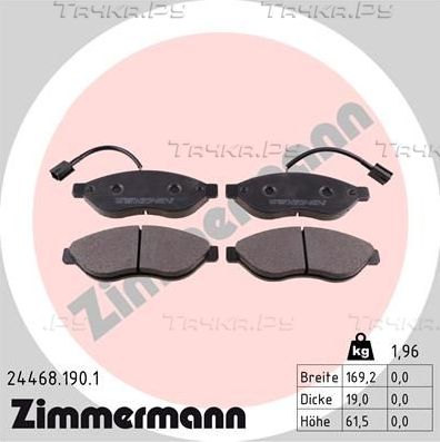 Тормозные колодки Zimmermann передние для Fiat Ducato III 2006-2026. Артикул 24468.190.1
