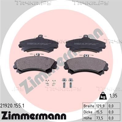 Тормозные колодки Zimmermann передние для Volvo V40 I 1995-2004. Артикул 21920.155.1