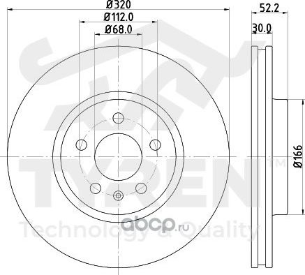 Тормозной диск (Tyren). Артикул TYR1023221