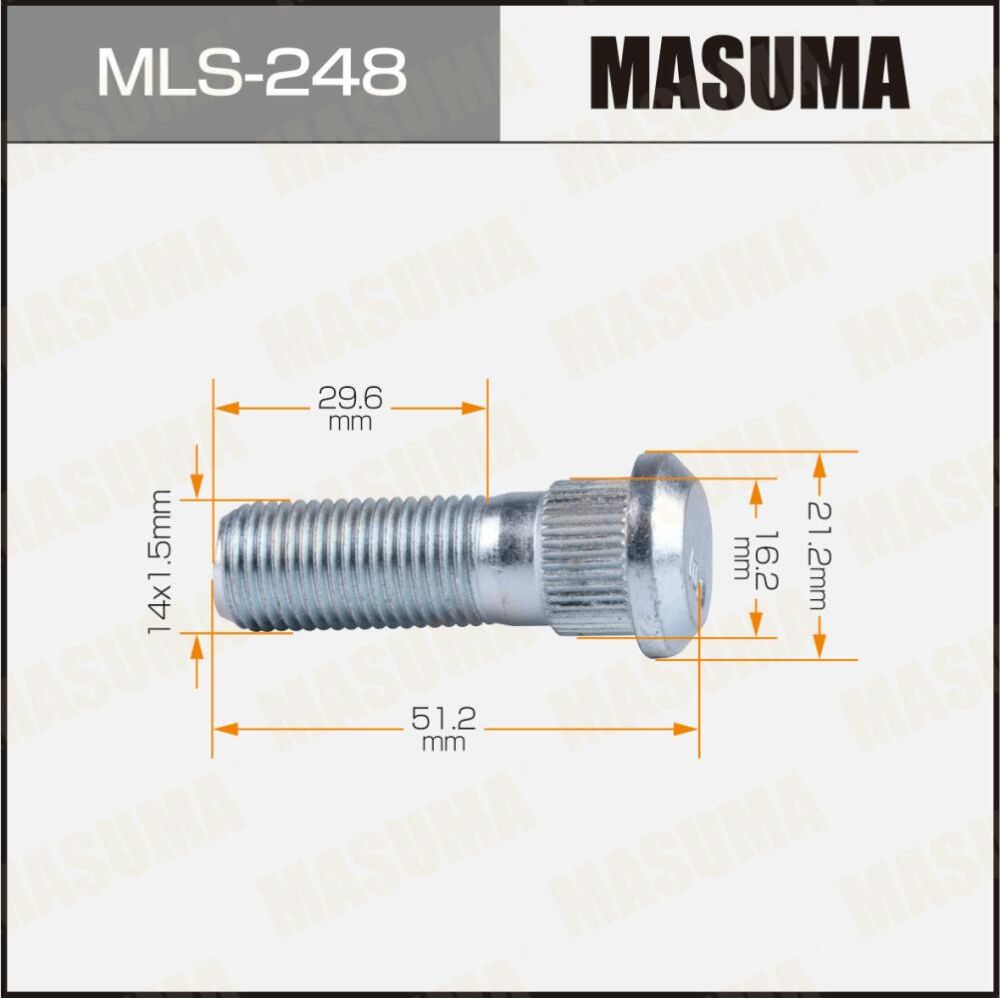 Шпилька MASUMA 14x1.5мм, L=51,2мм / Nissan Masuma. Артикул MLS248