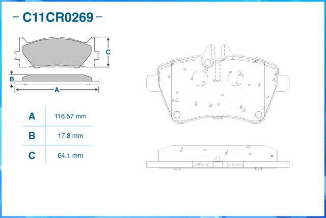 Колодки тормозные передние (Low Metallic) (Cworks). Артикул C11CR0269