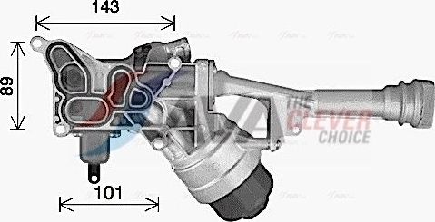 Радиатор масляный (маслоохладитель) для двигателя AVA (алюминий). Артикул FT3478H