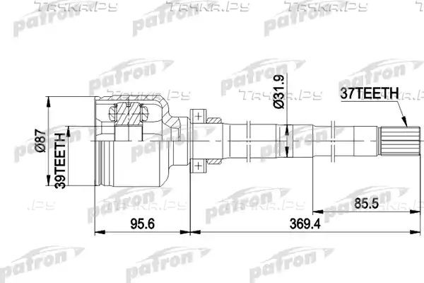 Шрус внутренний (граната) Patron передний правый для Citroen C25 1987-1994. Артикул PCV5016