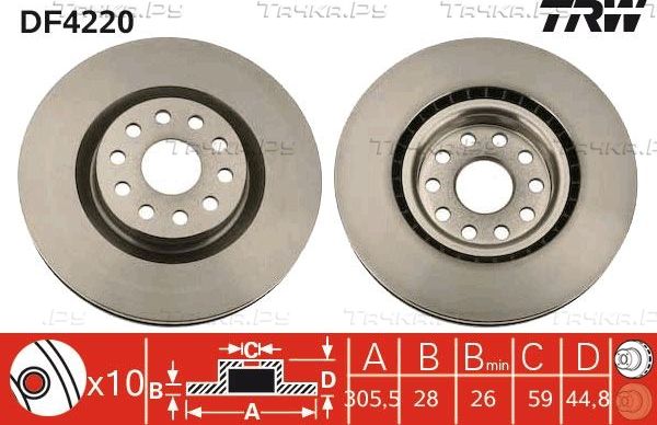 Тормозной диск TRW. Артикул DF4220
