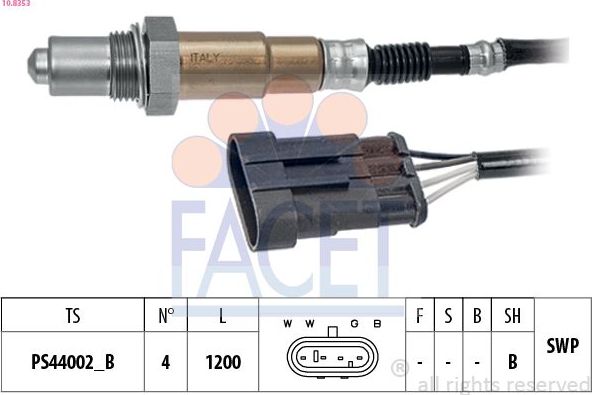Лямбда-зонд (кислородный датчик) Facet Made in Italy - OE Equivalent. Артикул 10.8353