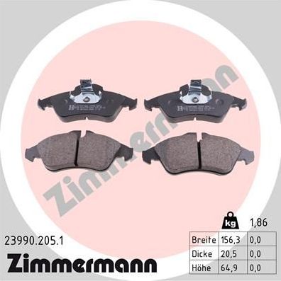 Тормозные колодки Zimmermann. Артикул 23990.205.1