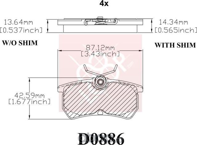Колодки тормозные дисковые (Frictionmaster). Артикул ELT886