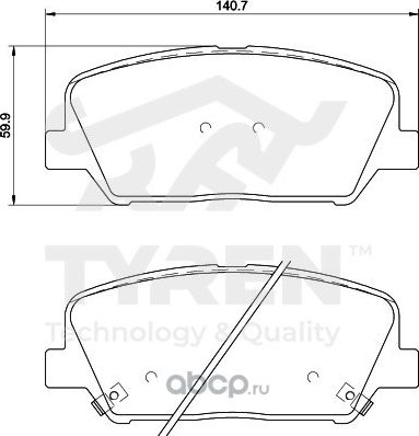 Колодки тормозные (Tyren). Артикул TYR1216151